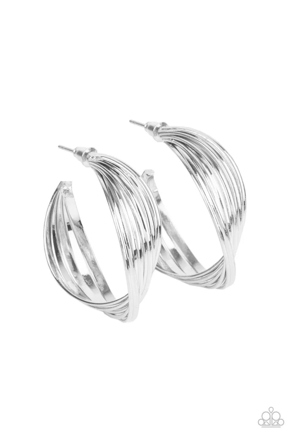 Curves In All The Right Places Silver Hoop Earrings - Paparazzi Accessories