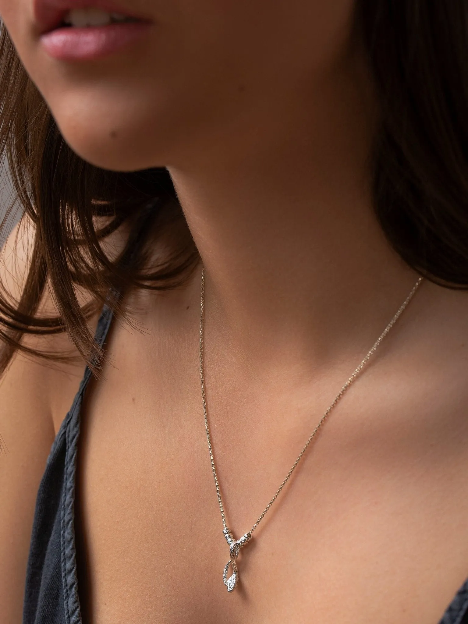 Danae Silver Snake Chain Necklace