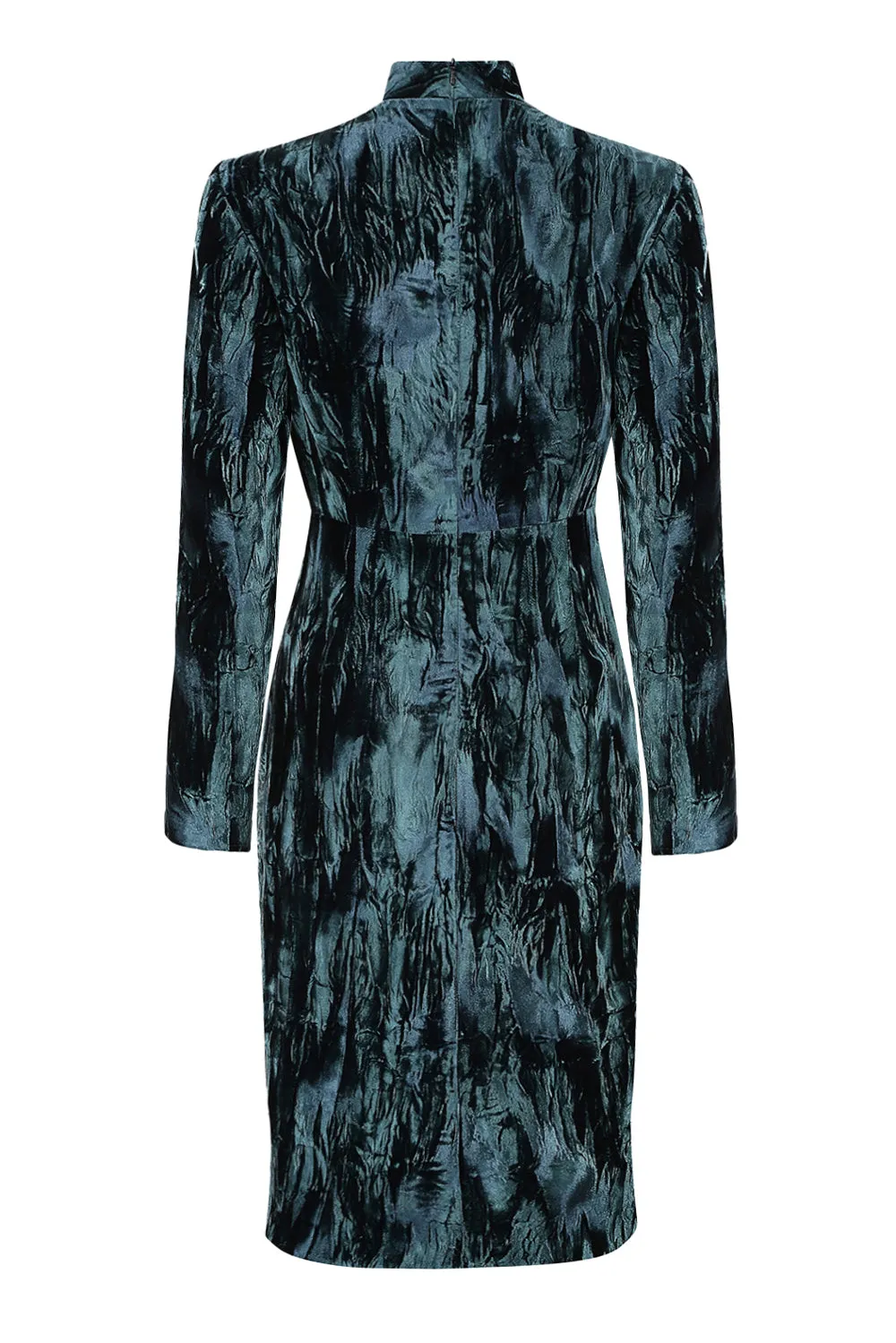 Dark Teal Crushed Velvet Dress - Emma