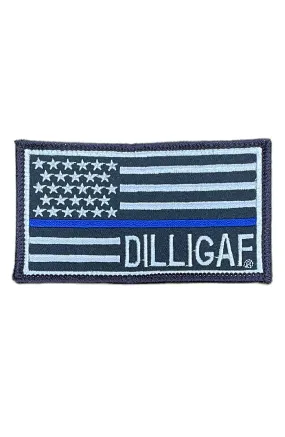 Dilligaf Blue Line Flag Patch 4”x 2 1/4”