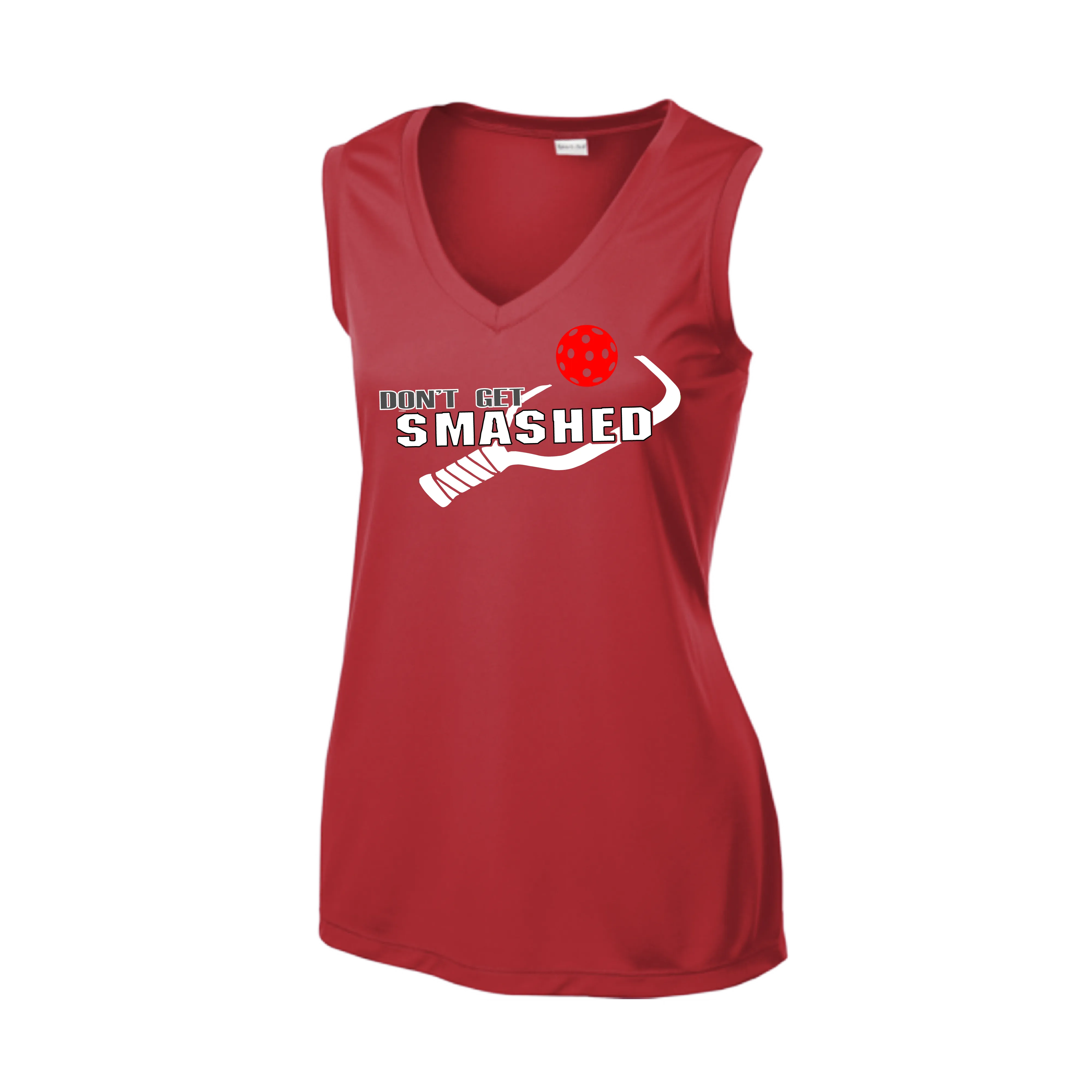 Don't Get Smashed With Pickleballs (Red Green Rainbow) | Women’s Sleeveless Athletic Shirt | 100% Polyester