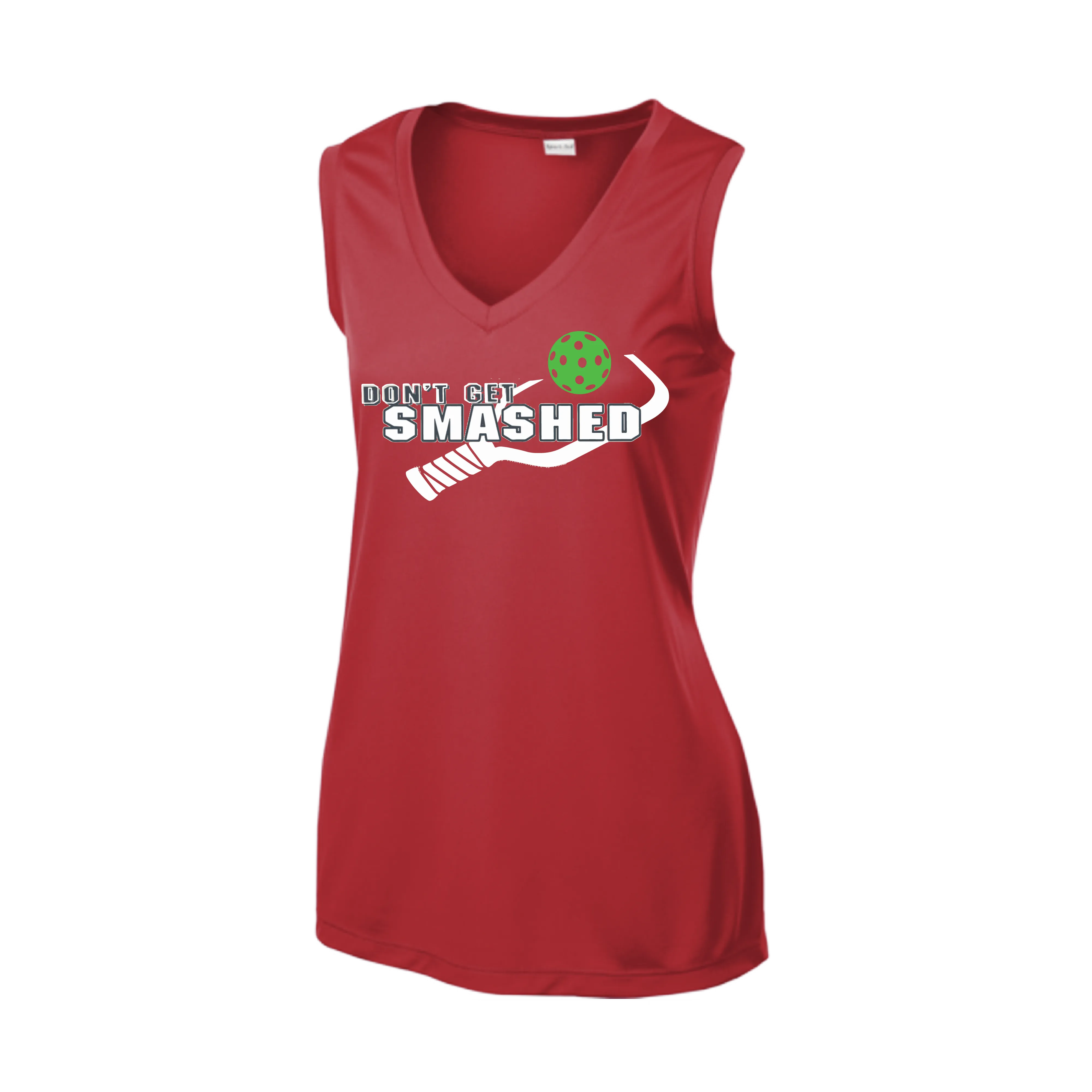 Don't Get Smashed With Pickleballs (Red Green Rainbow) | Women’s Sleeveless Athletic Shirt | 100% Polyester