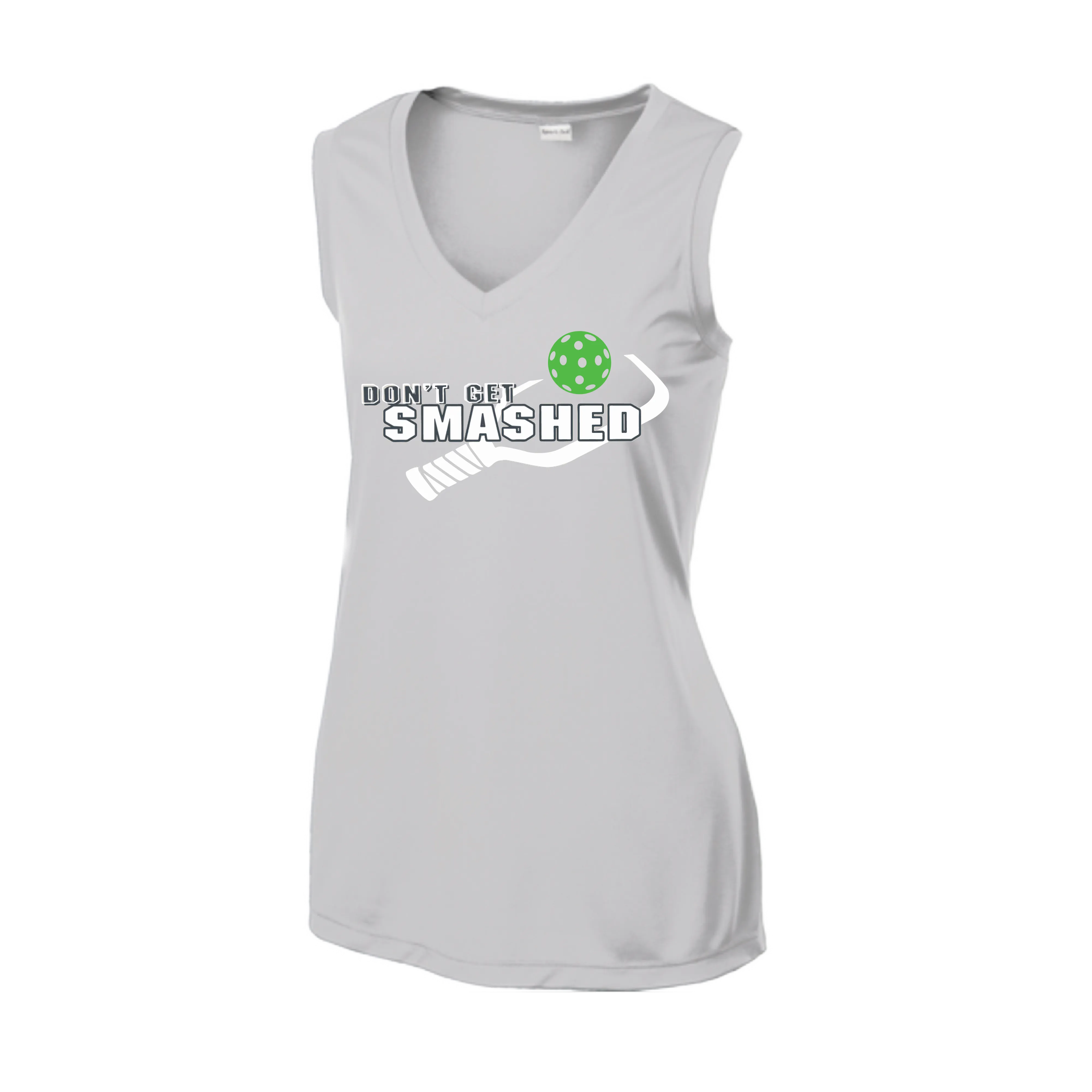 Don't Get Smashed With Pickleballs (Red Green Rainbow) | Women’s Sleeveless Athletic Shirt | 100% Polyester