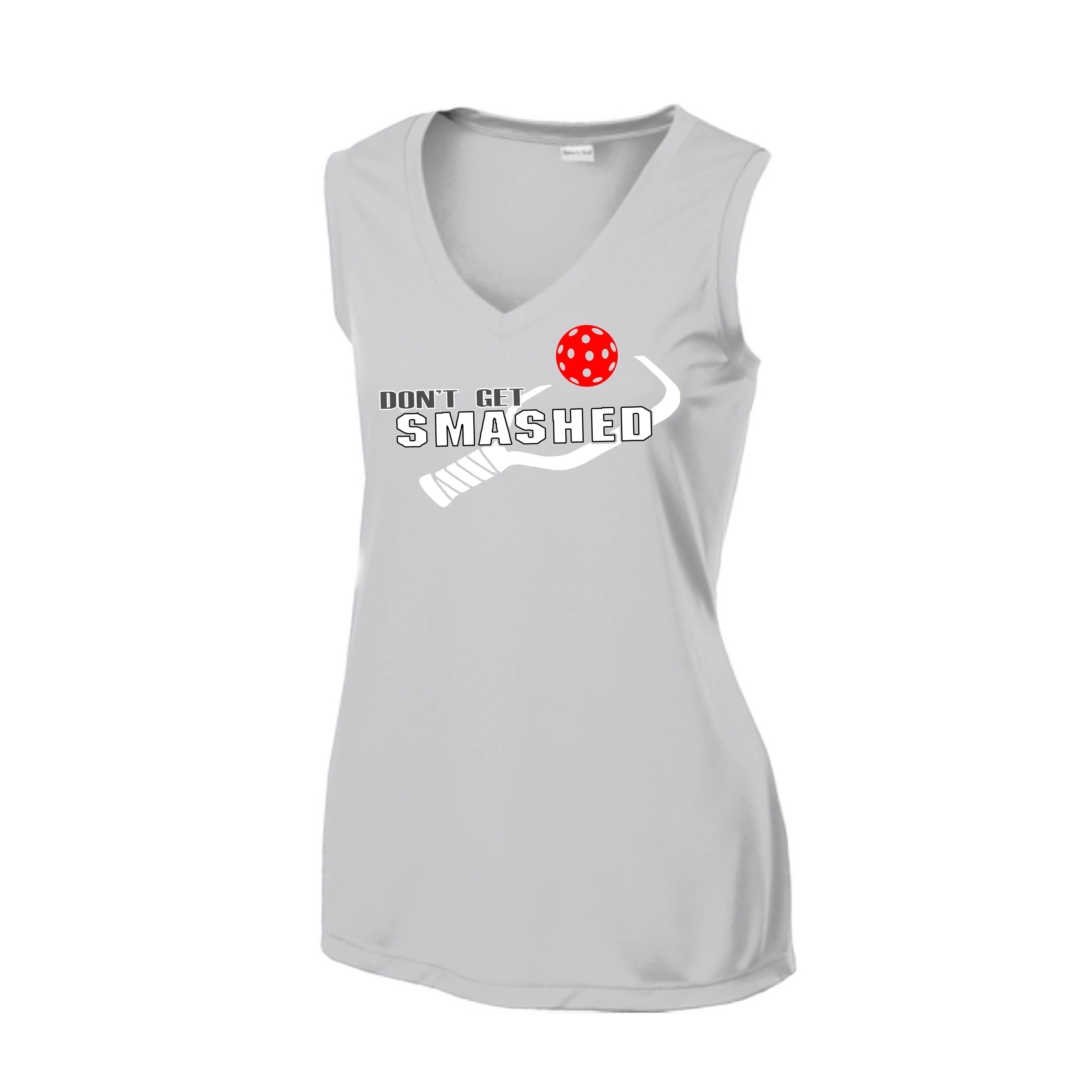 Don't Get Smashed With Pickleballs (Red Green Rainbow) | Women’s Sleeveless Athletic Shirt | 100% Polyester