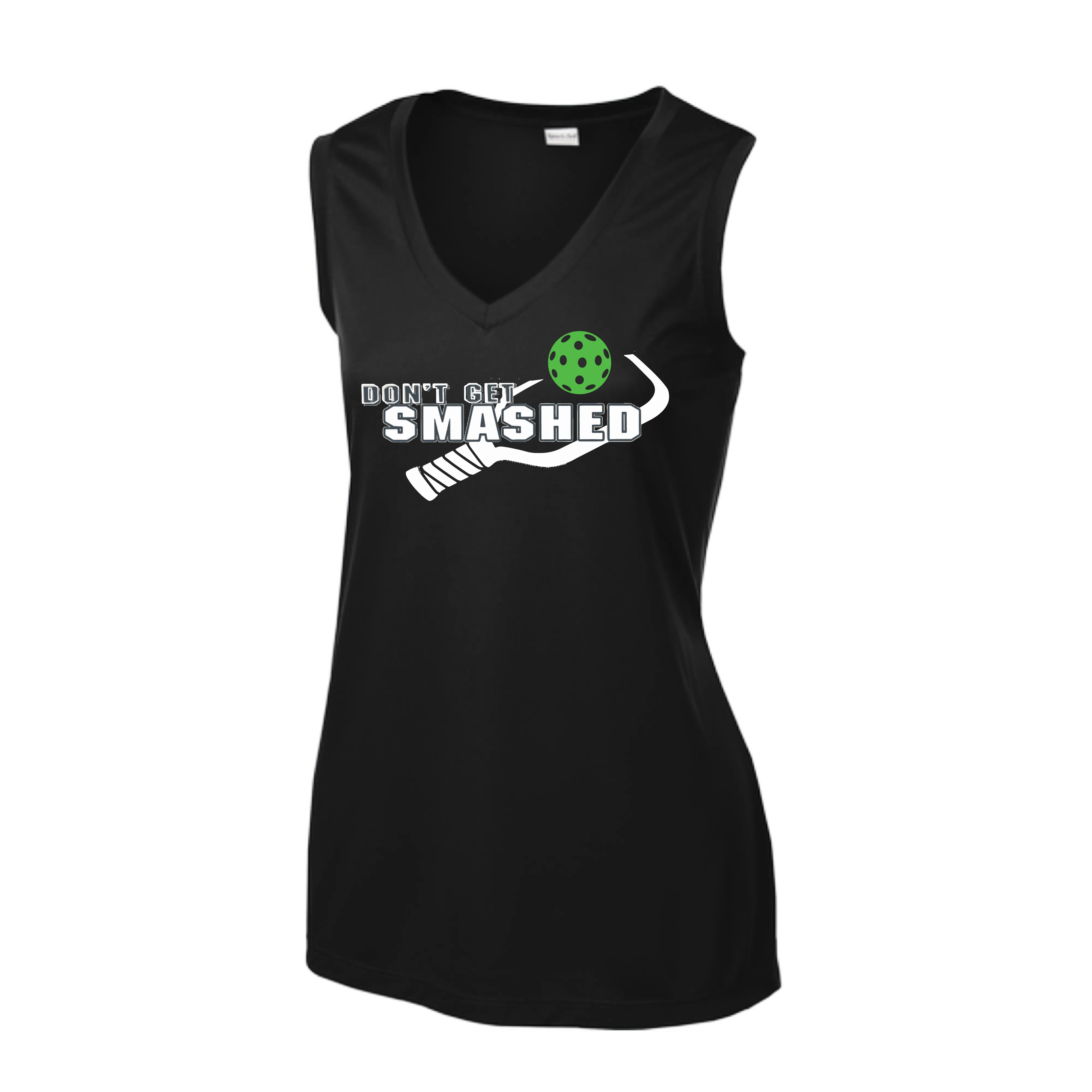 Don't Get Smashed With Pickleballs (Red Green Rainbow) | Women’s Sleeveless Athletic Shirt | 100% Polyester