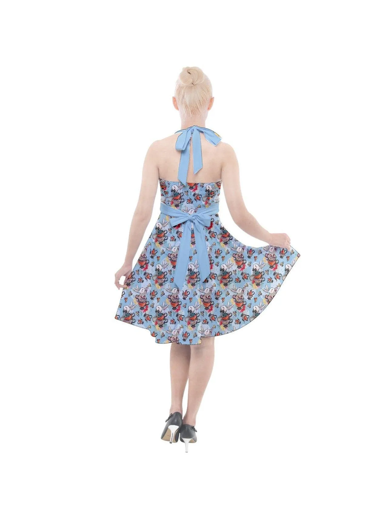 Down the Rabbit Hole Halter Party Swing Dress