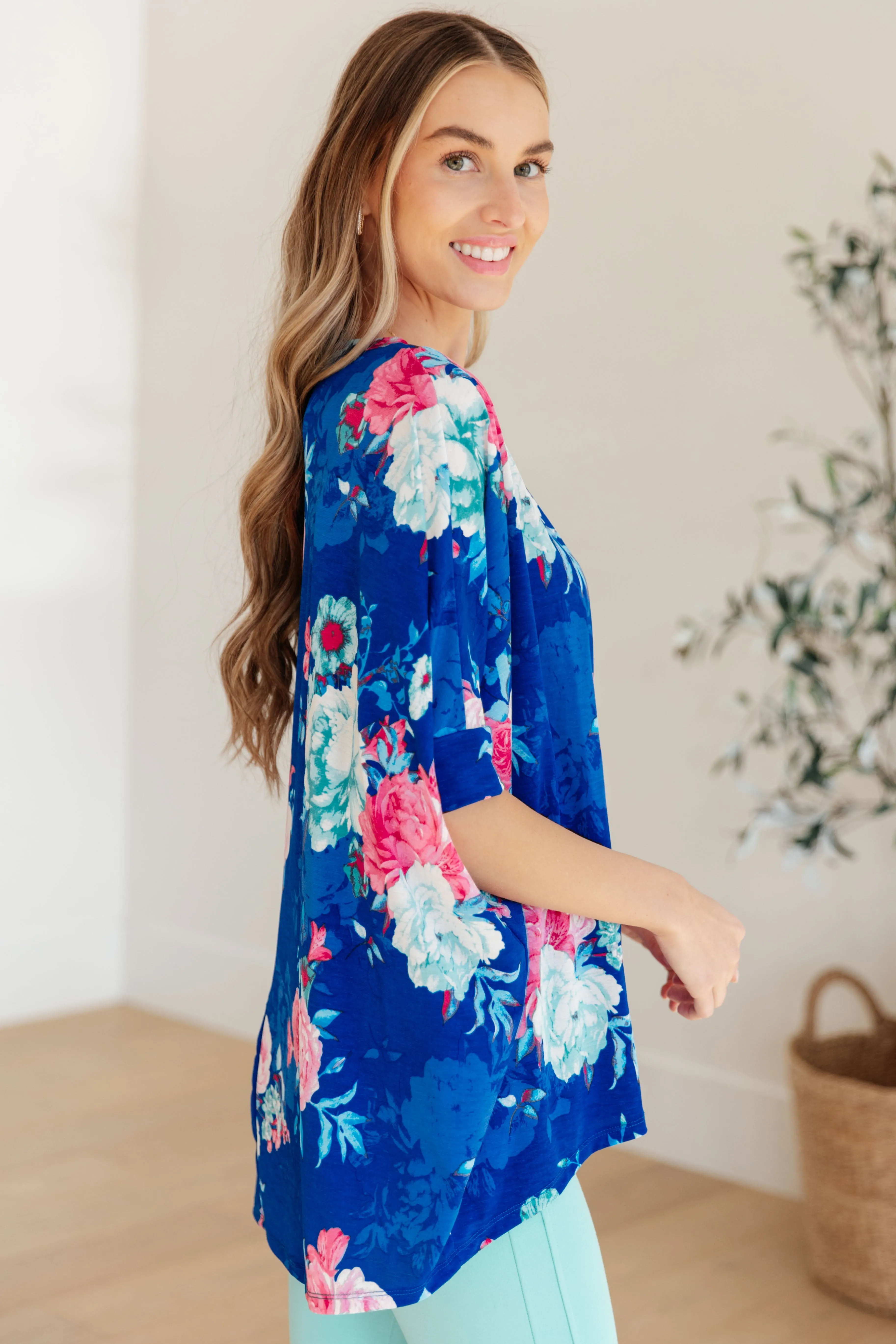 Essential Blouse in Royal and Pink Floral