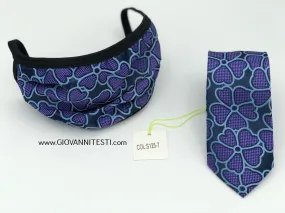 Face Mask & Tie Set S125-7, Navy / Purple