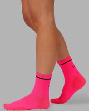 Fast Performance Quarter Socks - Neon Pink-Black