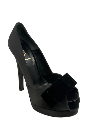 Fendi Black Satin Pumps Size 7.5