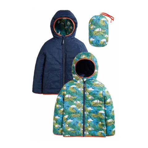 Frugi Reversible Toasty Trail Jacket - Birds of Prey/Indigo