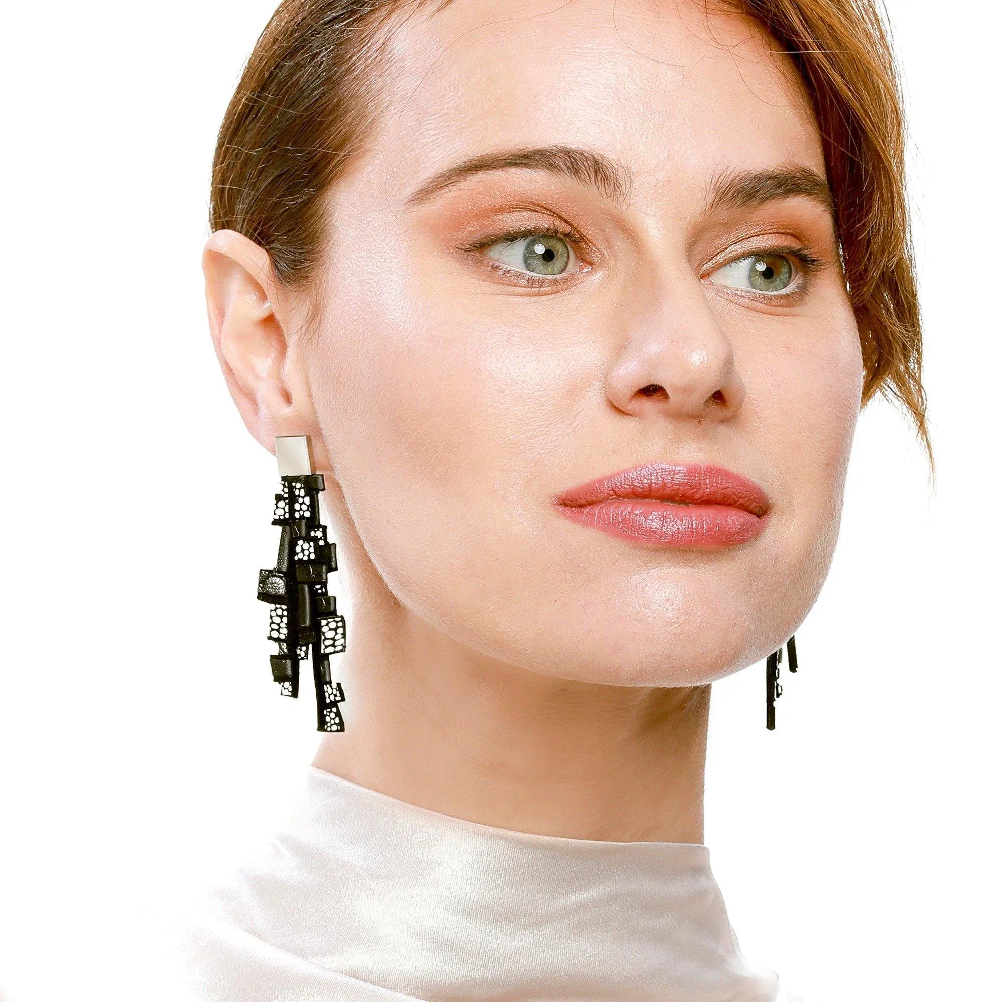 Gaia black and white dangle earrings