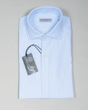 Ghirardelli Stretch Ticking Stripe Shirt / Light Blue