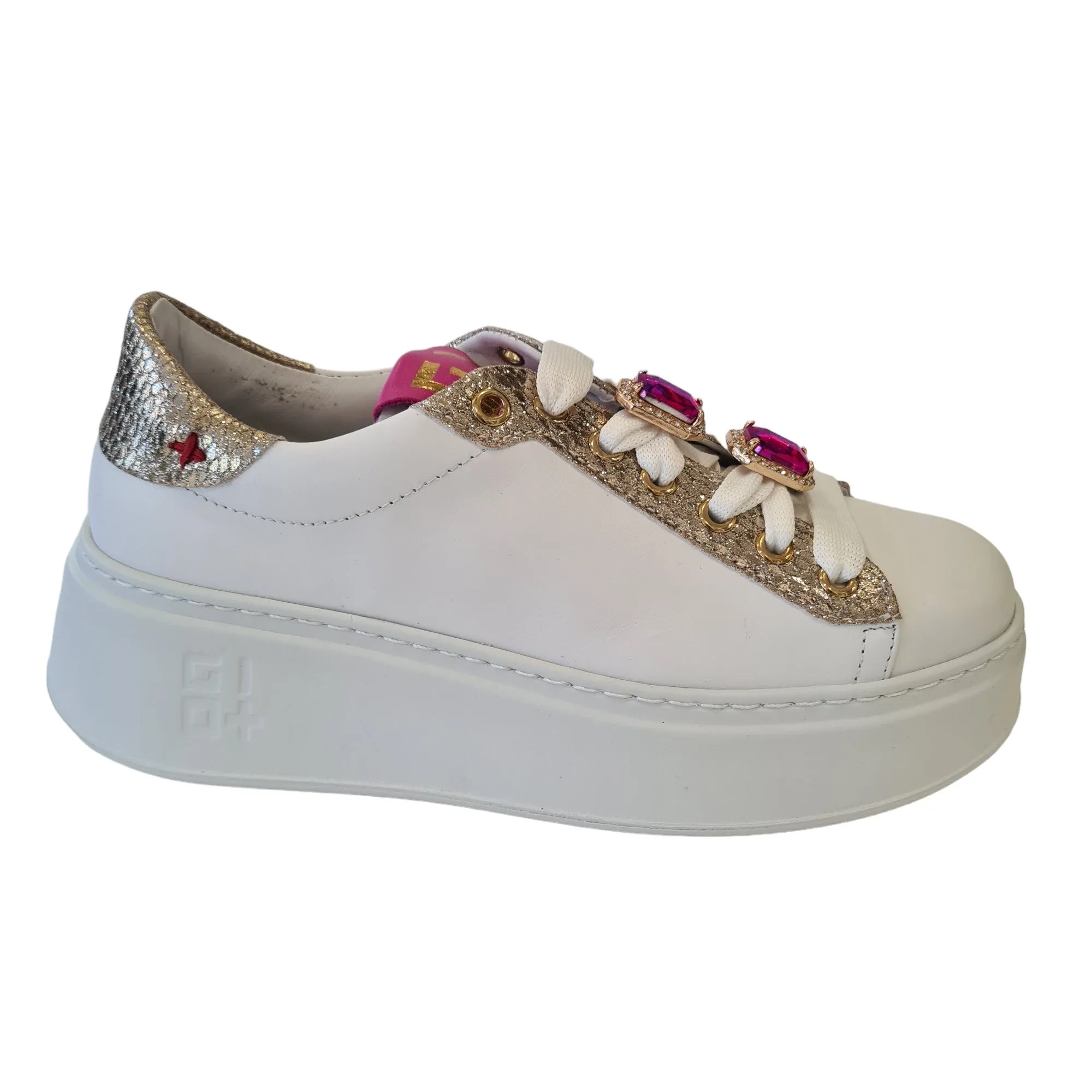 Gio  Sneakers  Bianca-Oro-Fuxia Donna Rif.20