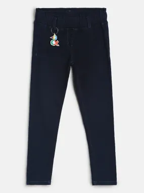 Girls Dark Blue Denim Joggers