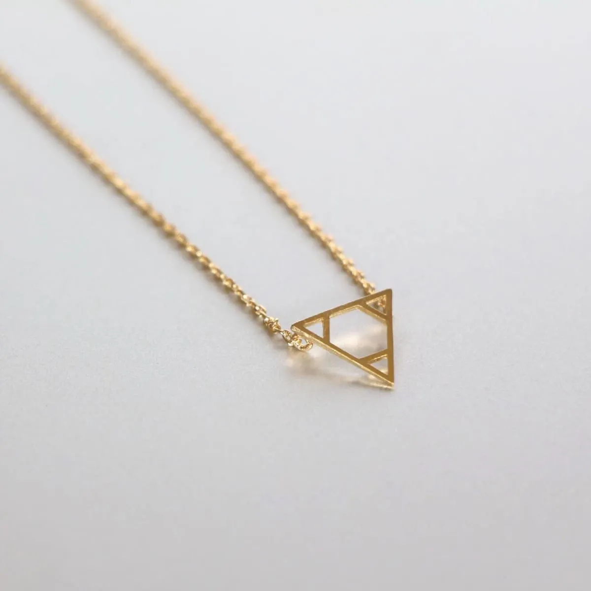 Gold Triangle Necklace, Gold Dipped Triangle Charm, Minimalist Necklace, Dainty Chain Necklace, Gift Necklace, Geometrical Necklace (SN104)