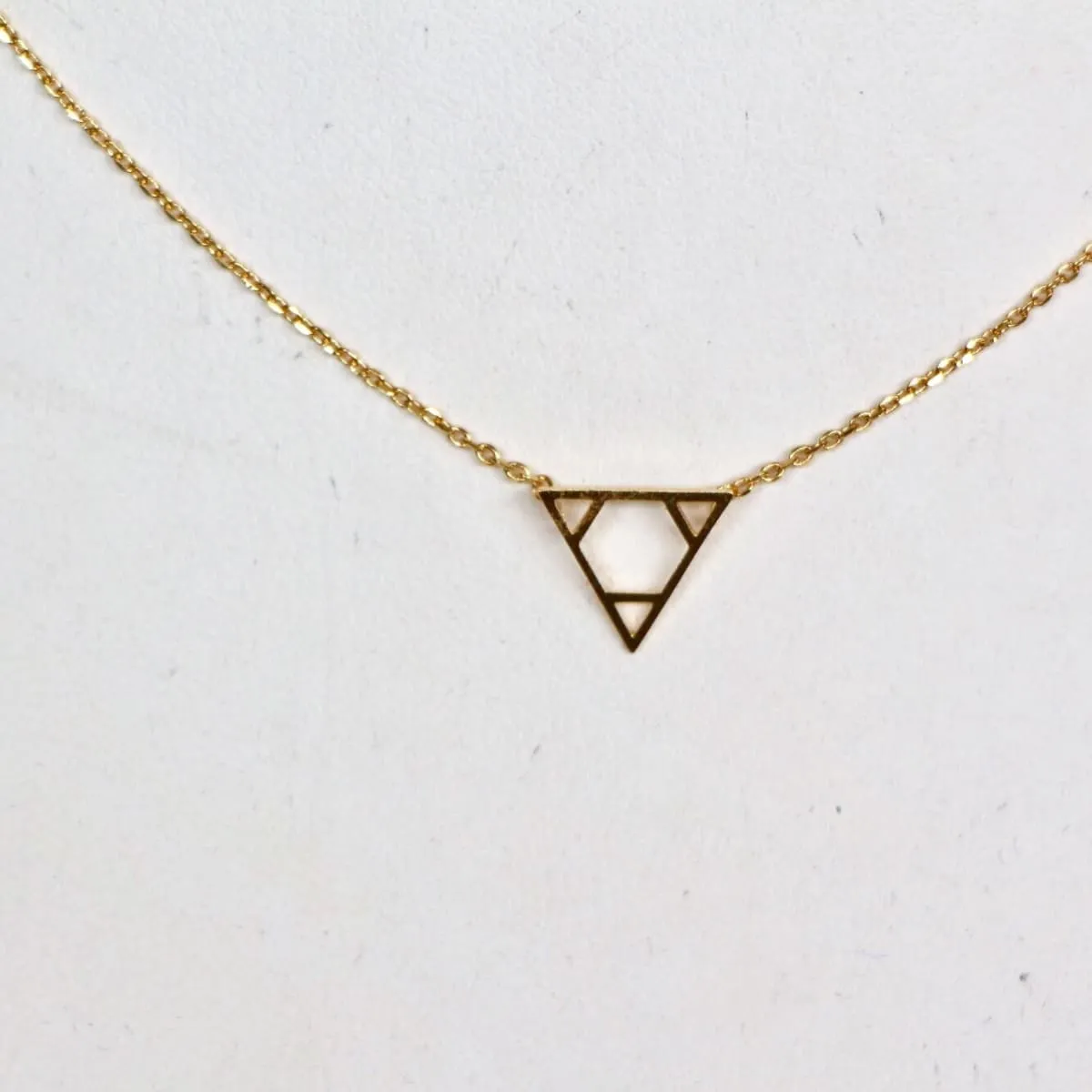 Gold Triangle Necklace, Gold Dipped Triangle Charm, Minimalist Necklace, Dainty Chain Necklace, Gift Necklace, Geometrical Necklace (SN104)