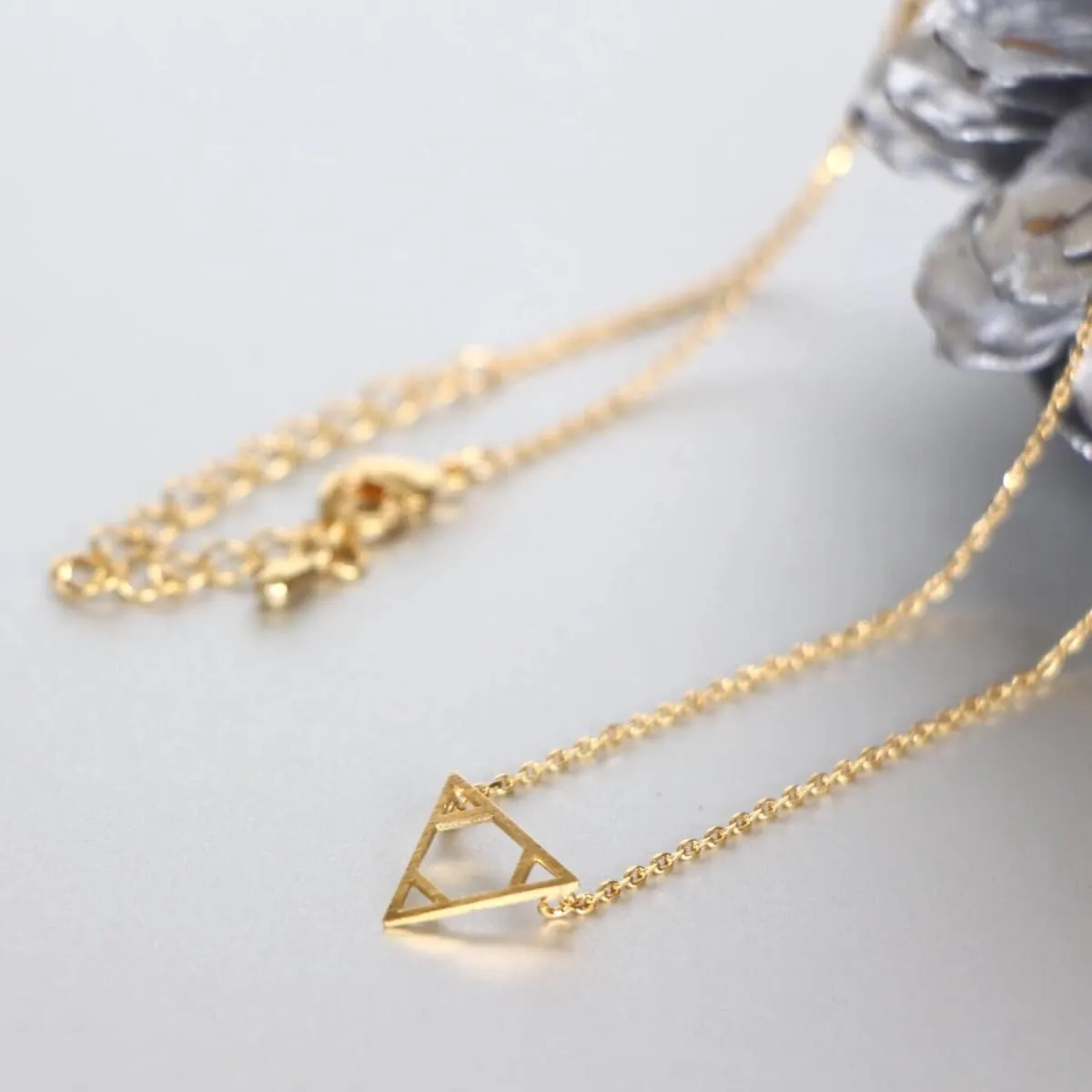 Gold Triangle Necklace, Gold Dipped Triangle Charm, Minimalist Necklace, Dainty Chain Necklace, Gift Necklace, Geometrical Necklace (SN104)