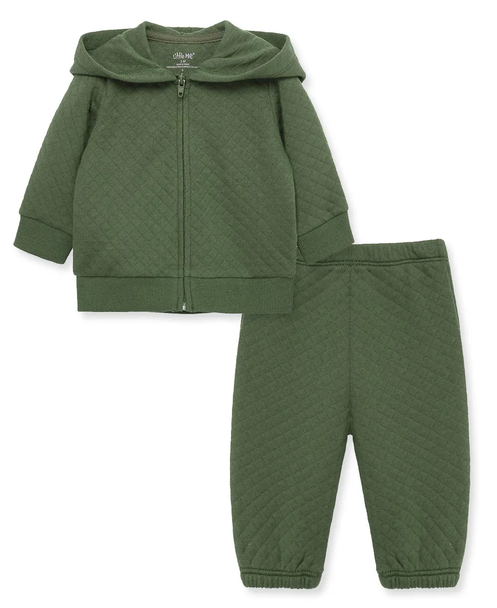 Green Quilt Hoodie Set