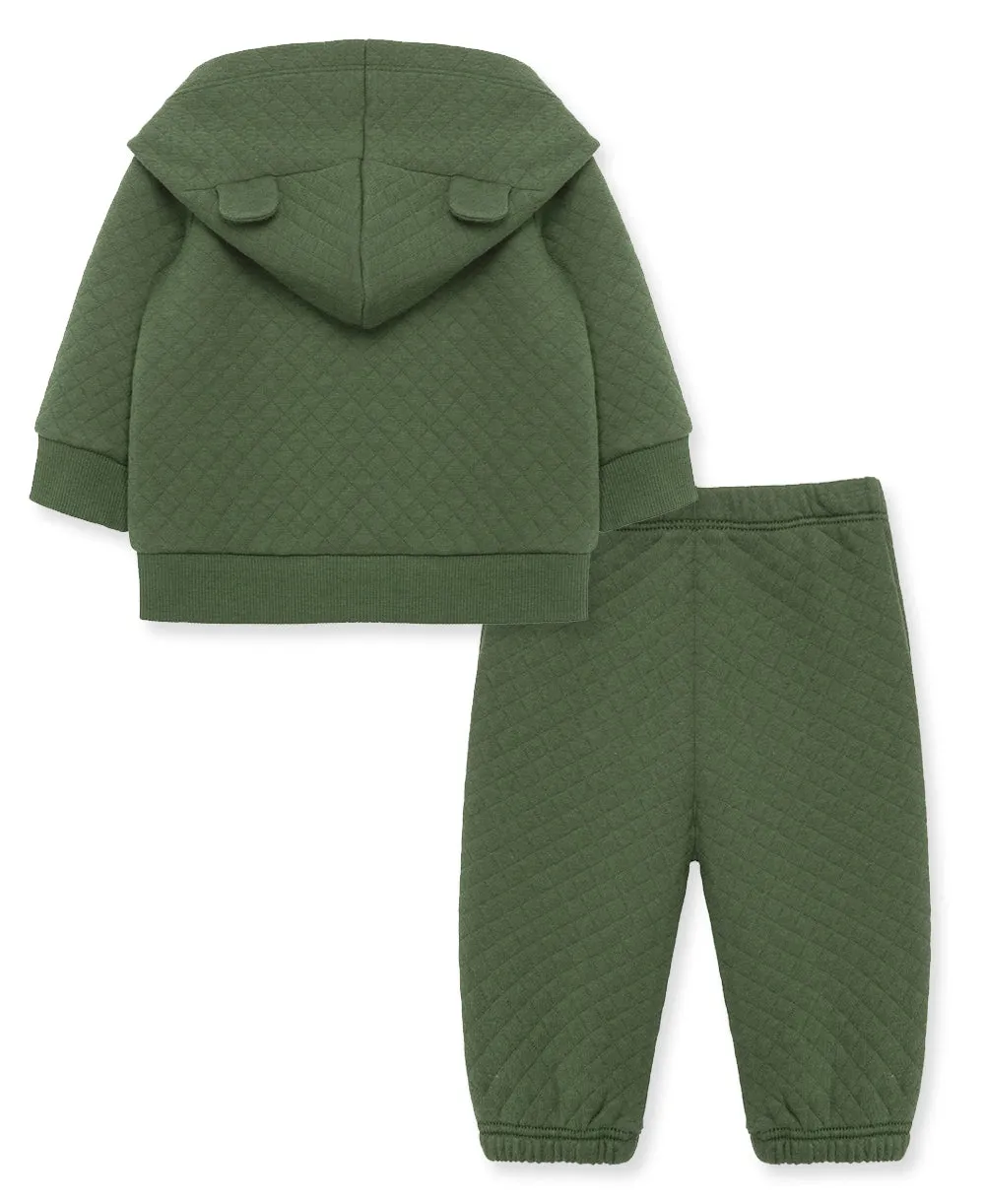 Green Quilt Hoodie Set