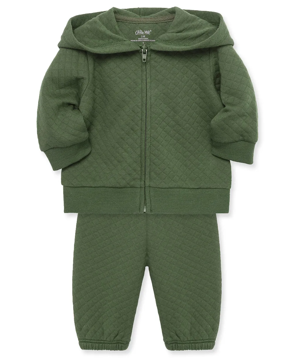 Green Quilt Hoodie Set