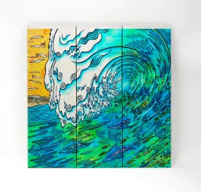 Green Wave Wall Art