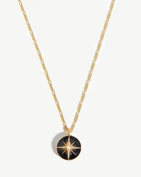 Harris Reed Rising Star Locket Necklace | 18ct Gold Plated/Pearl & Black Enamel