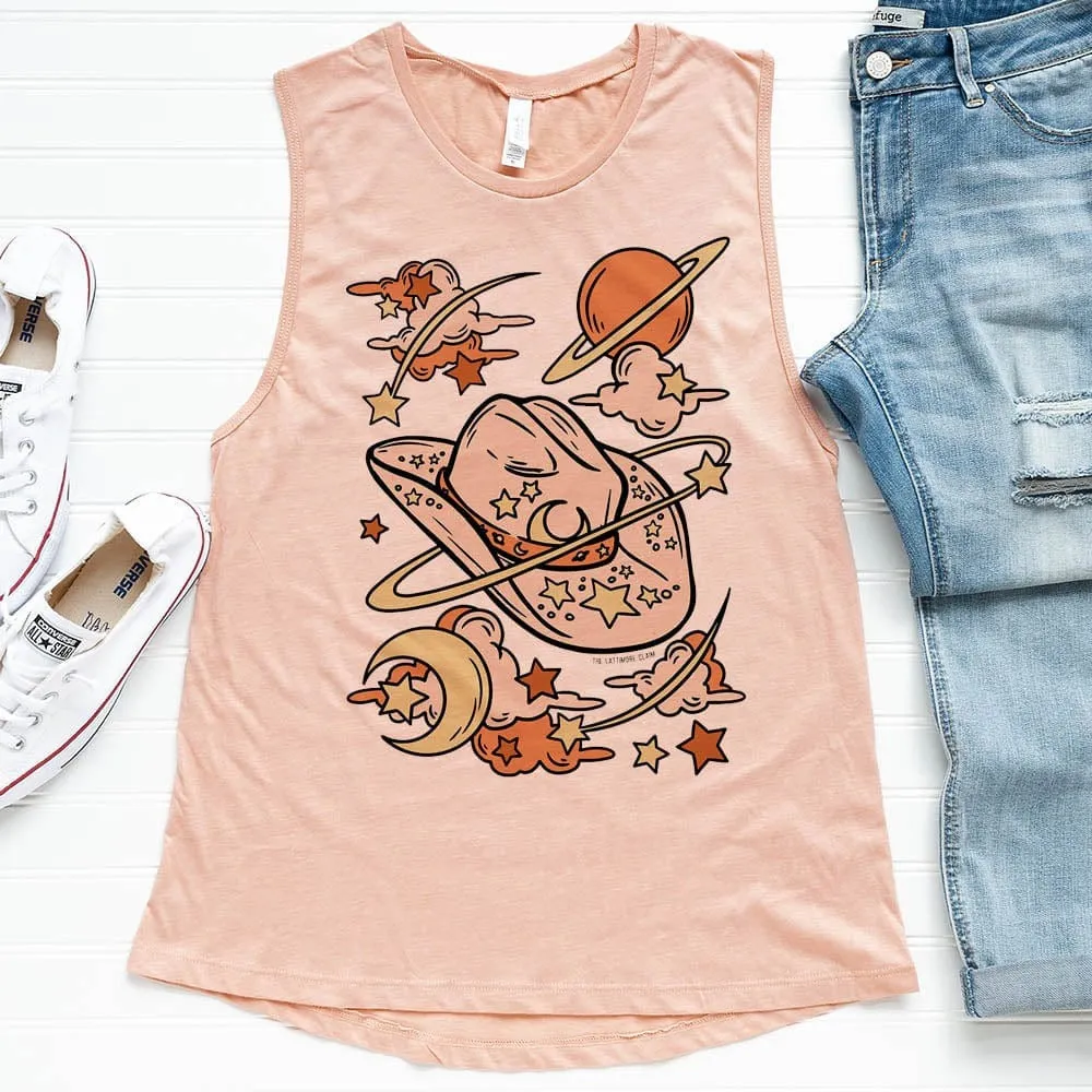 Heather Pink Cosmic Hat & Stars Tank