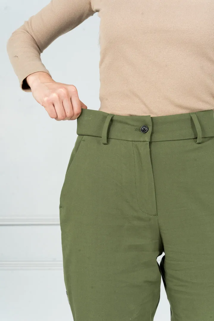 Herb Olive Stretch Chinos - Women