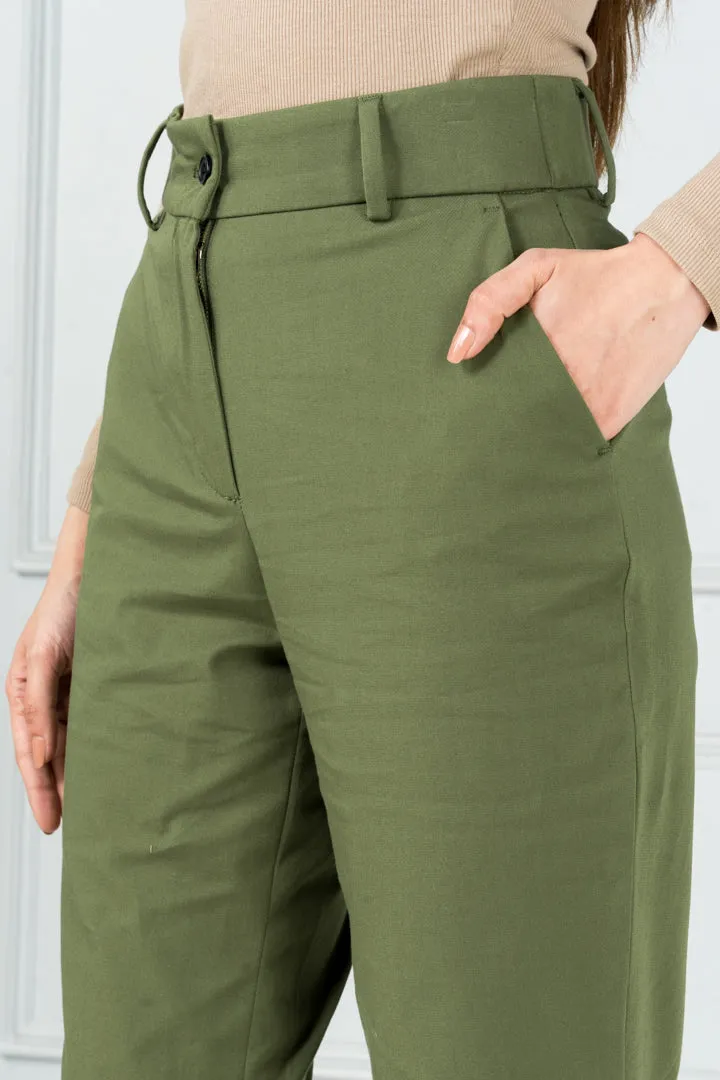 Herb Olive Stretch Chinos - Women