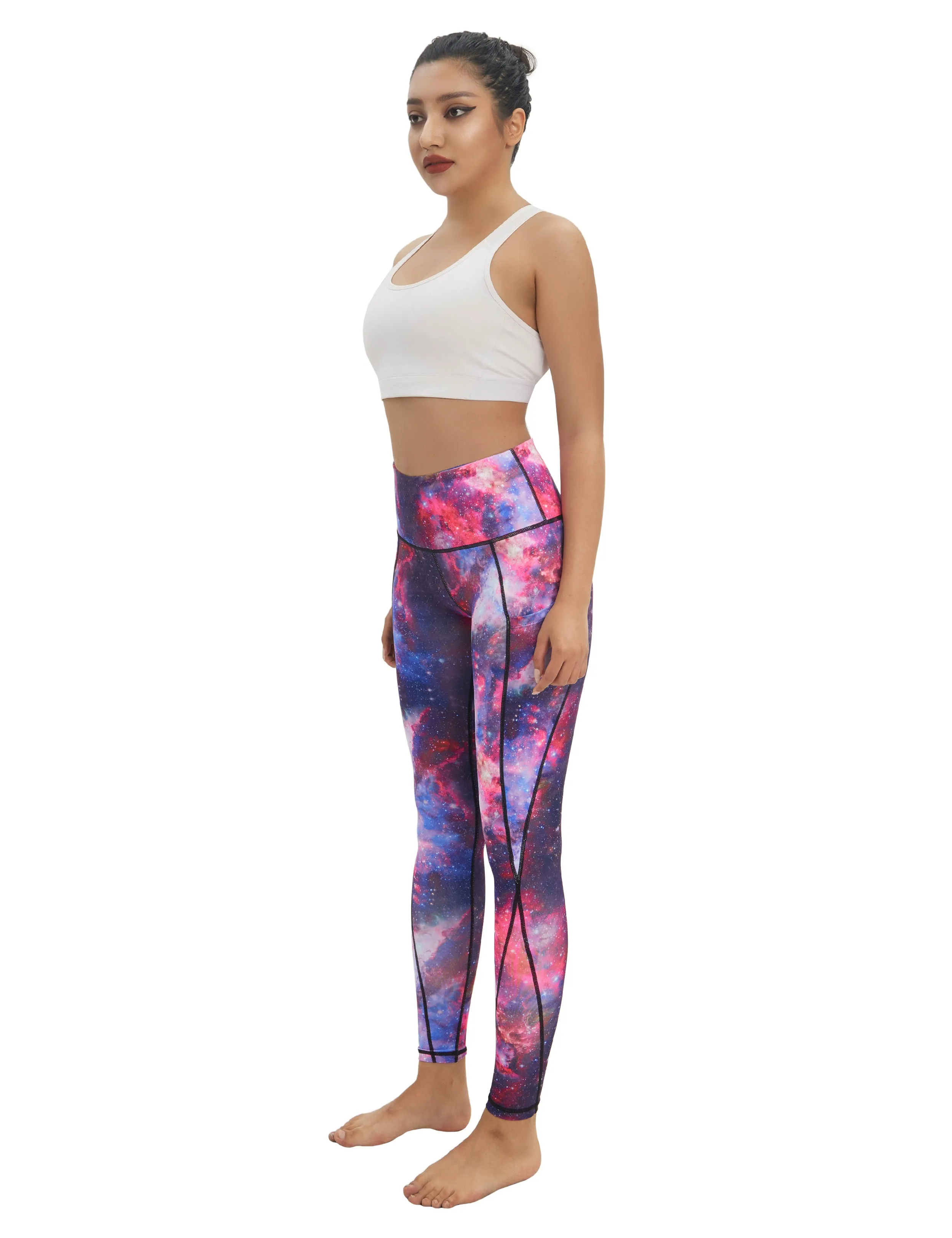 High Waist Side Pockets Yoga Pants galaxy