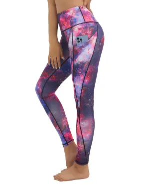 High Waist Side Pockets Yoga Pants galaxy