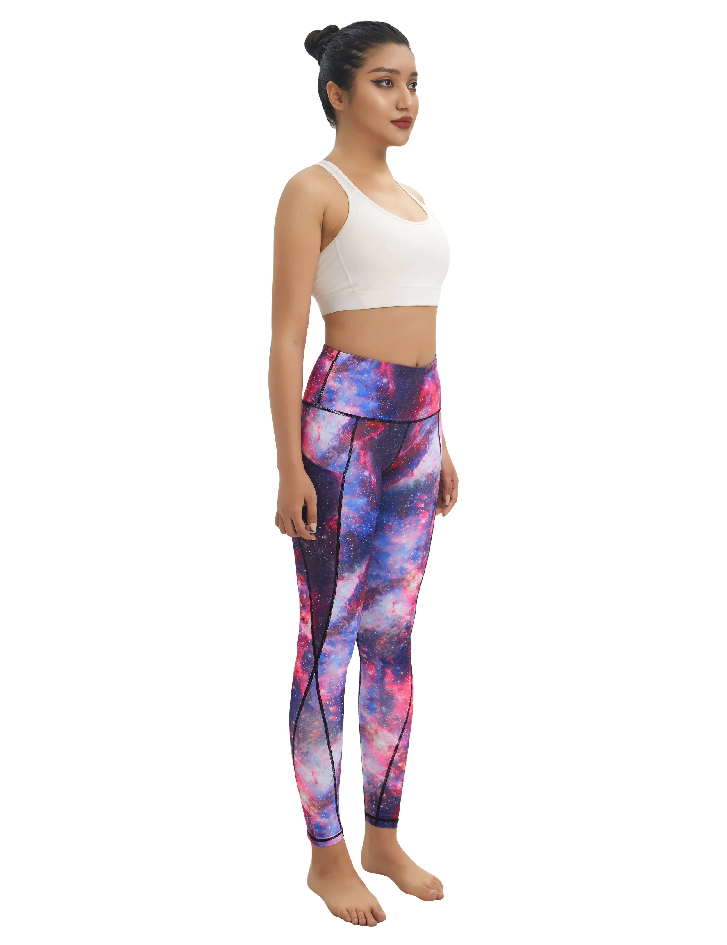 High Waist Side Pockets Yoga Pants galaxy