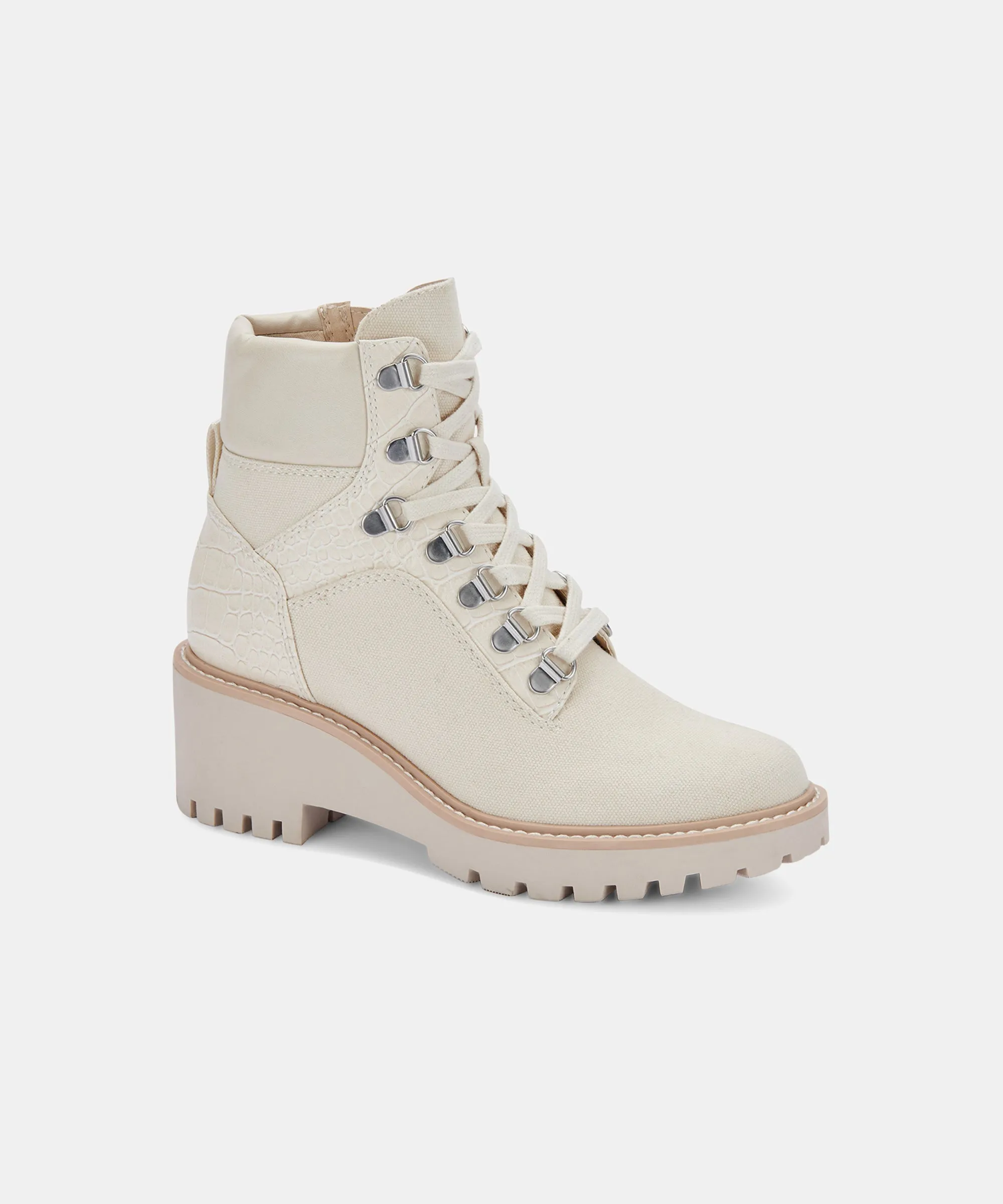 HUNTER BOOTIES IVORY CANVAS re:vita