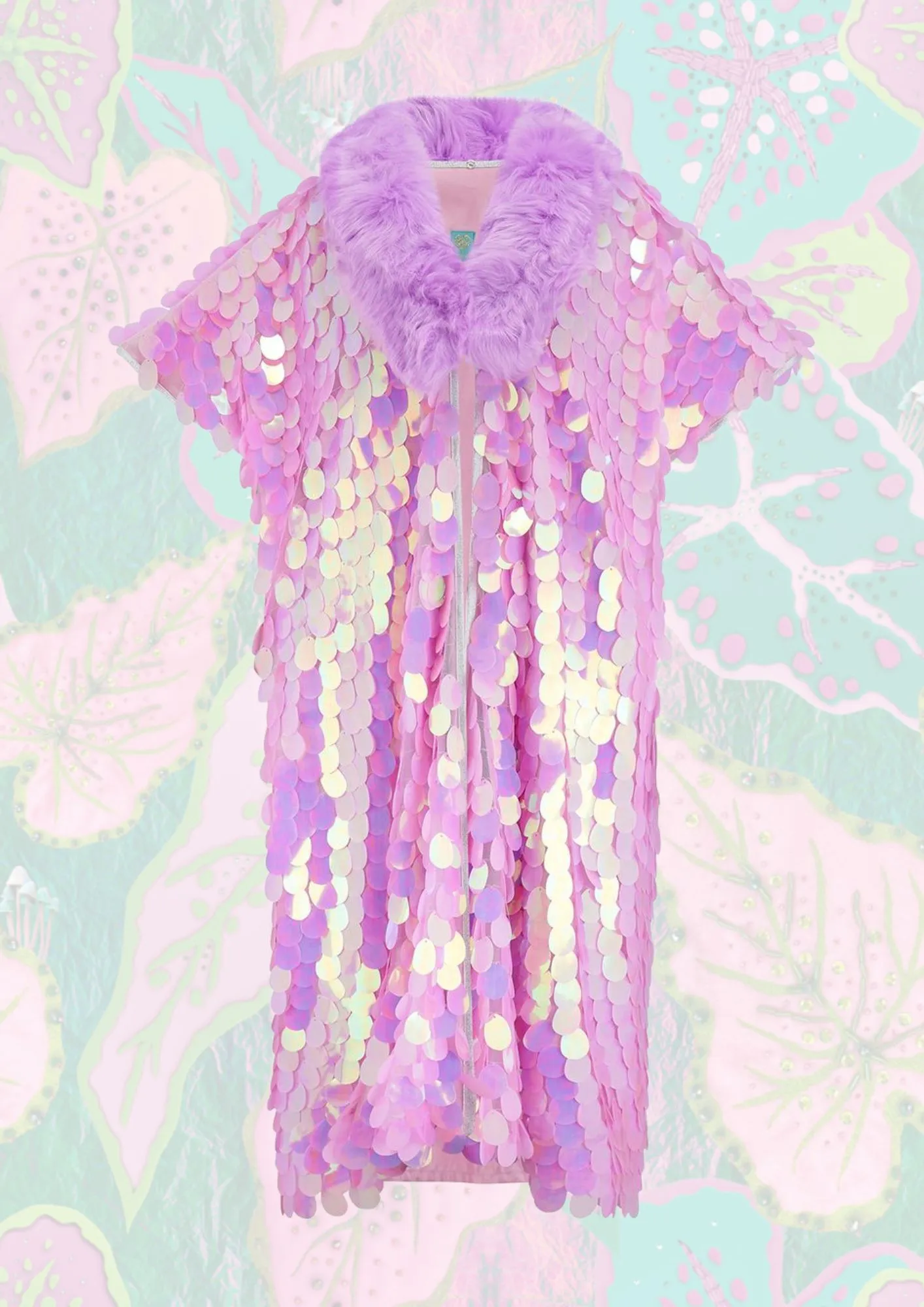 Hybrid Sequin Kimono in Bubblegum Pink