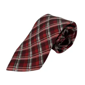 IKE BEHAR Diagonal Plaid Stripe Silk Tie - Burgundy & Red