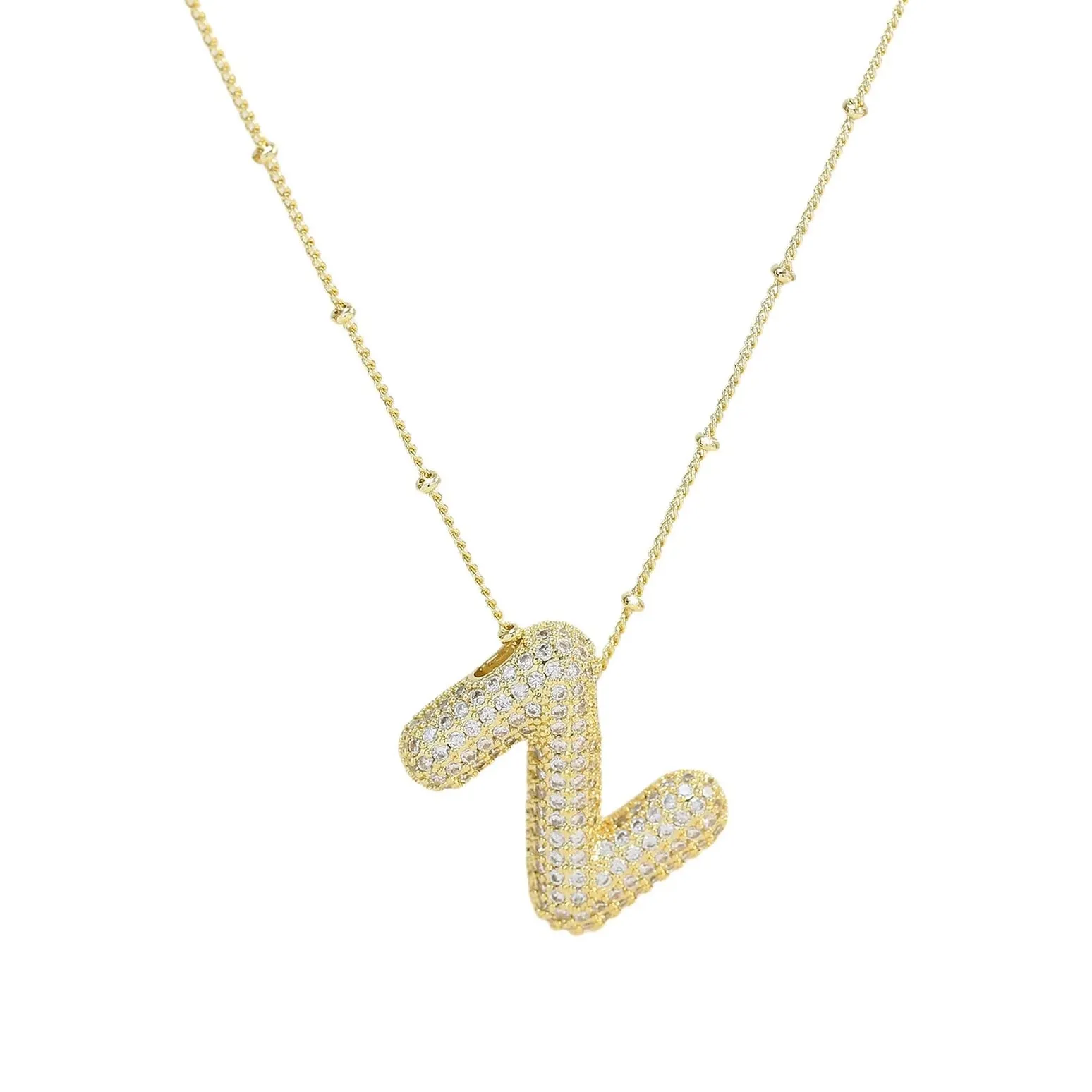 Initial Balloon Bubble 18K Gold Necklace