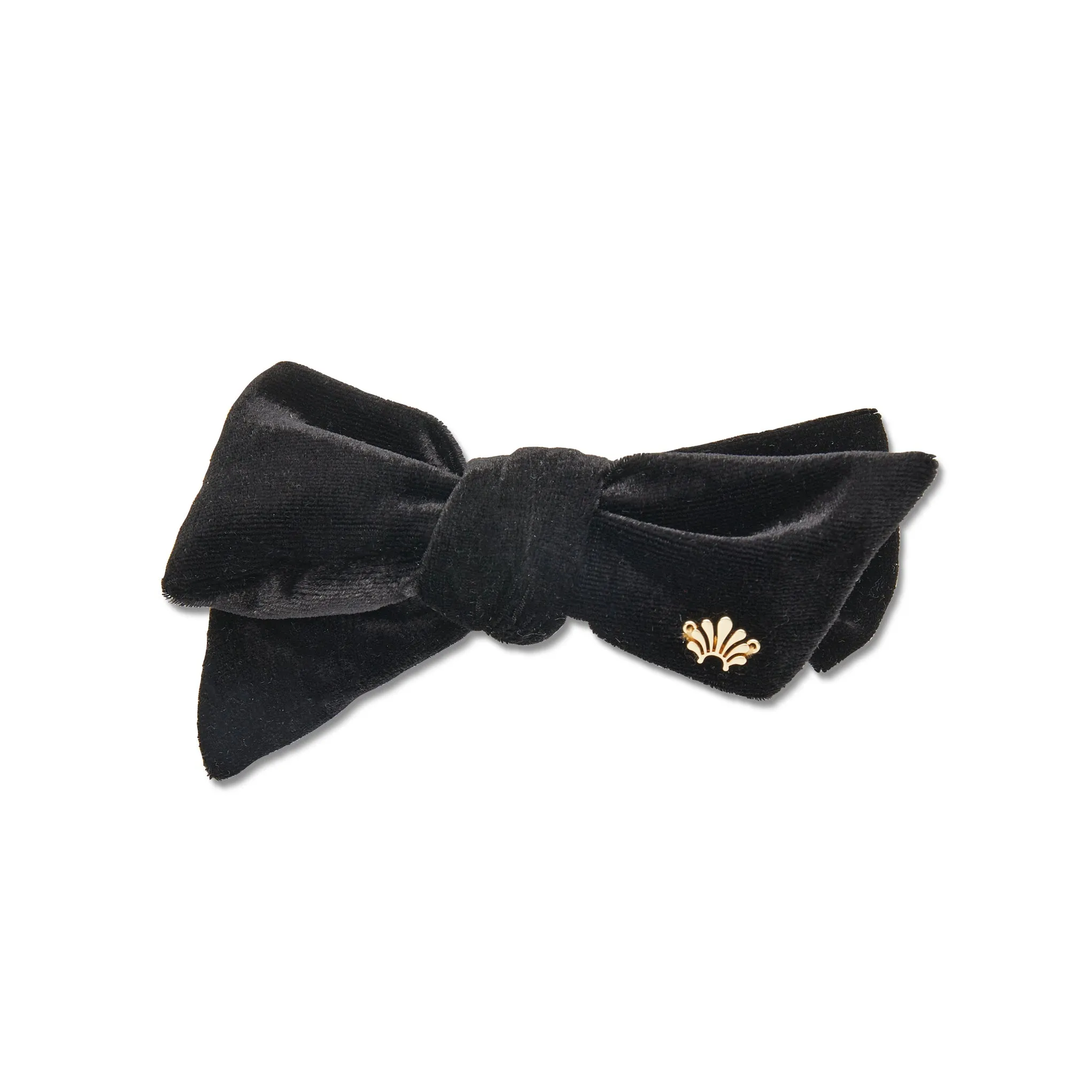 JET VELVET RIBBON BOW-TIE BARRETTE