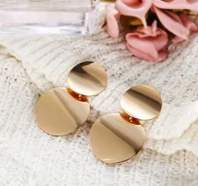 Light 14k Gold Plated Double Circle Earrings