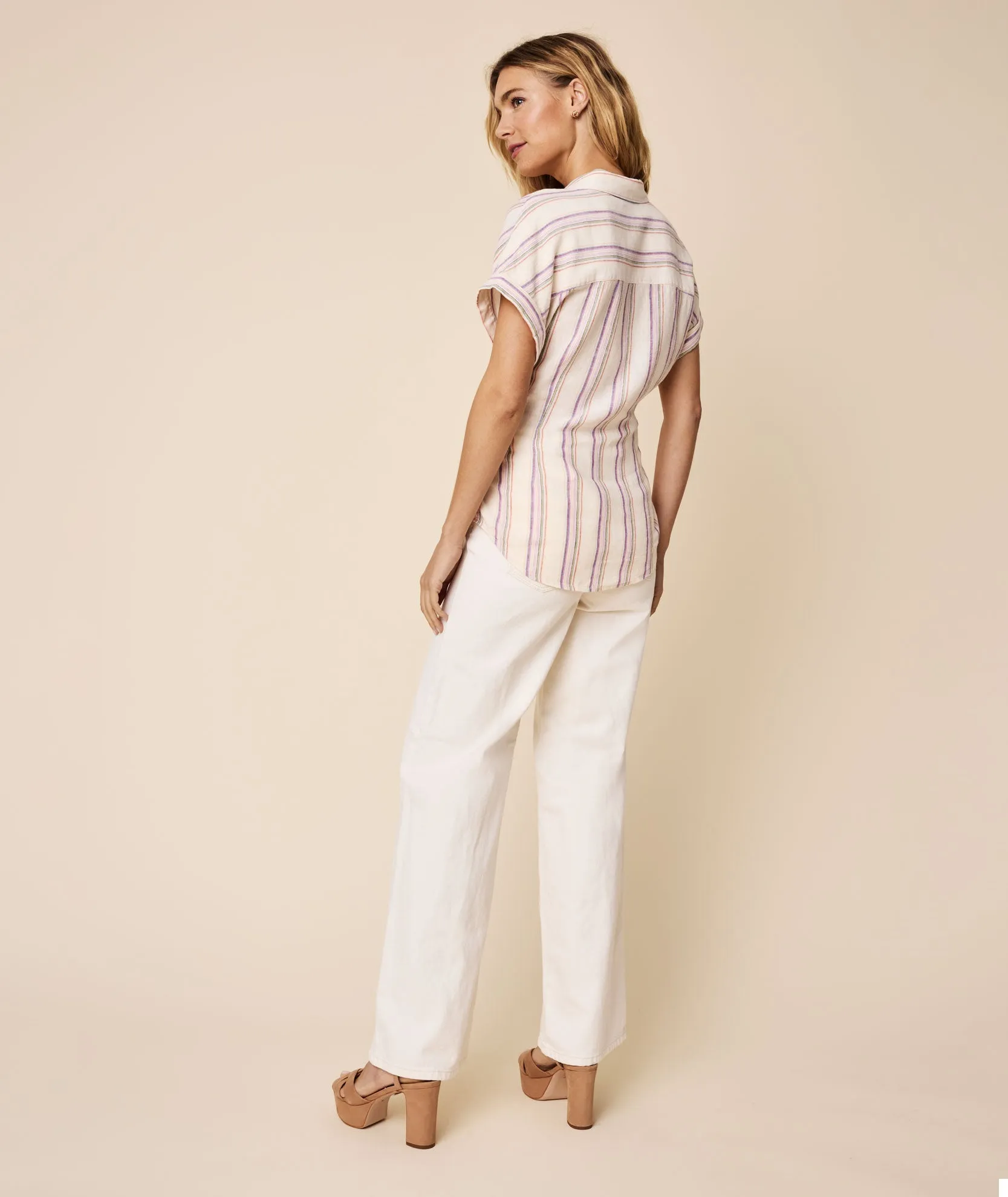 Linen Blend Tie-Front Issa Shirt