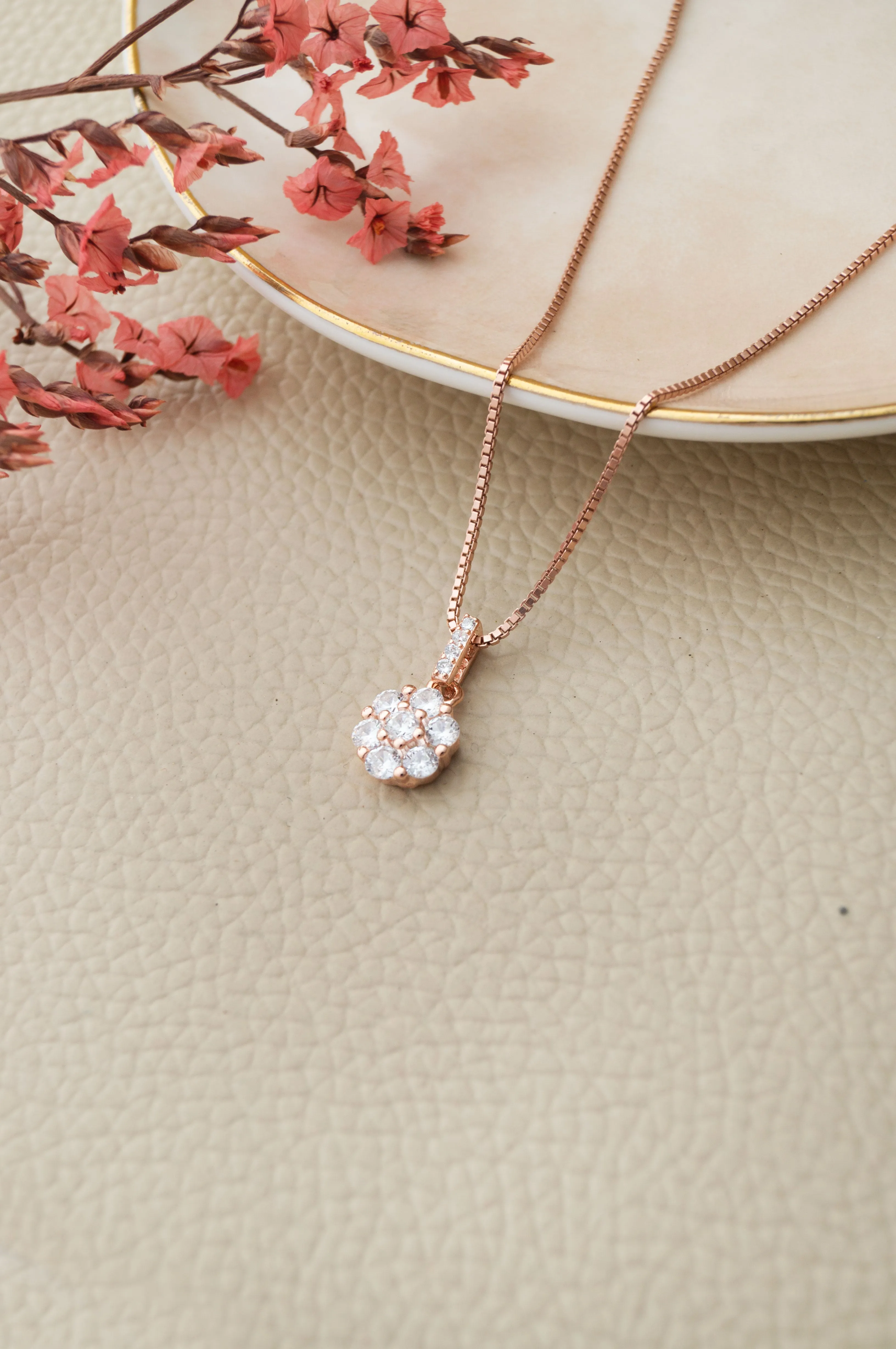 Little Sparkle Cluster Rose Gold Plated Sterling Silver Pendant