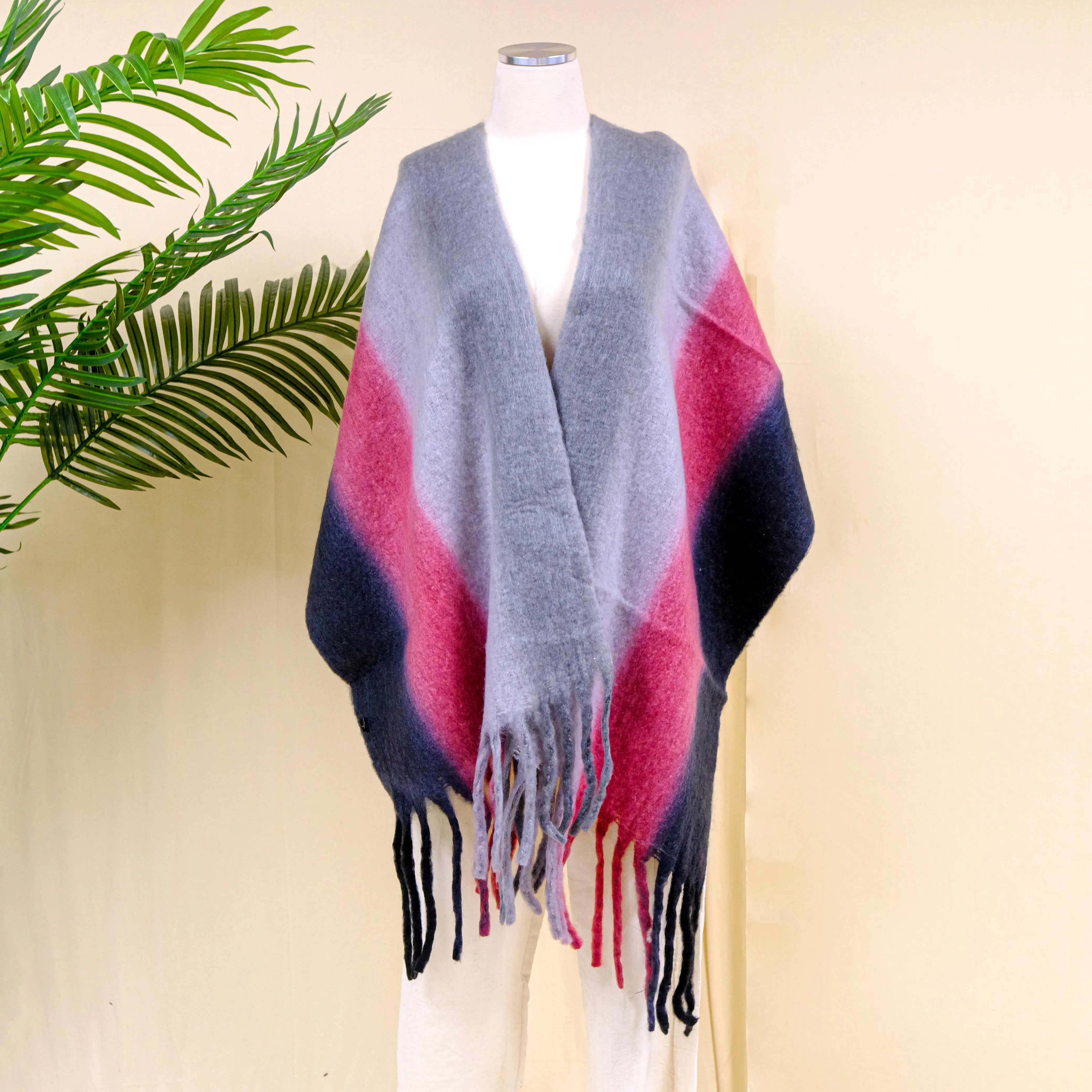 Long Plaid Chunky Scarfs with Fringe (Pack of 6)