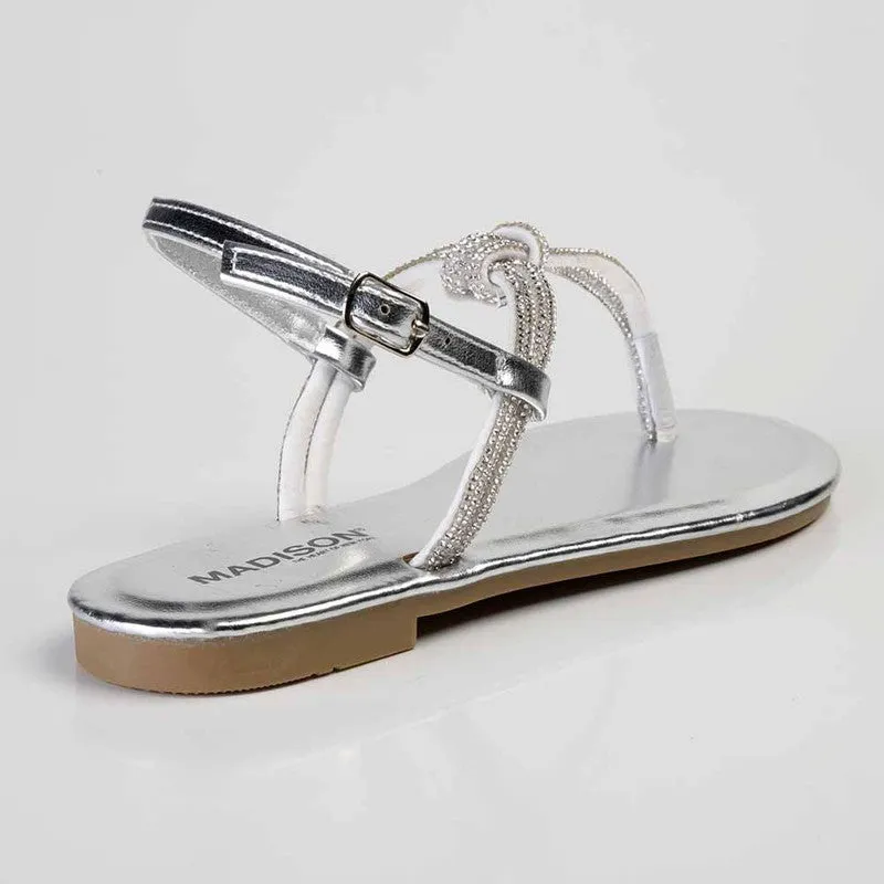 Madison Heather Metallic T-bar Sandal - Silver