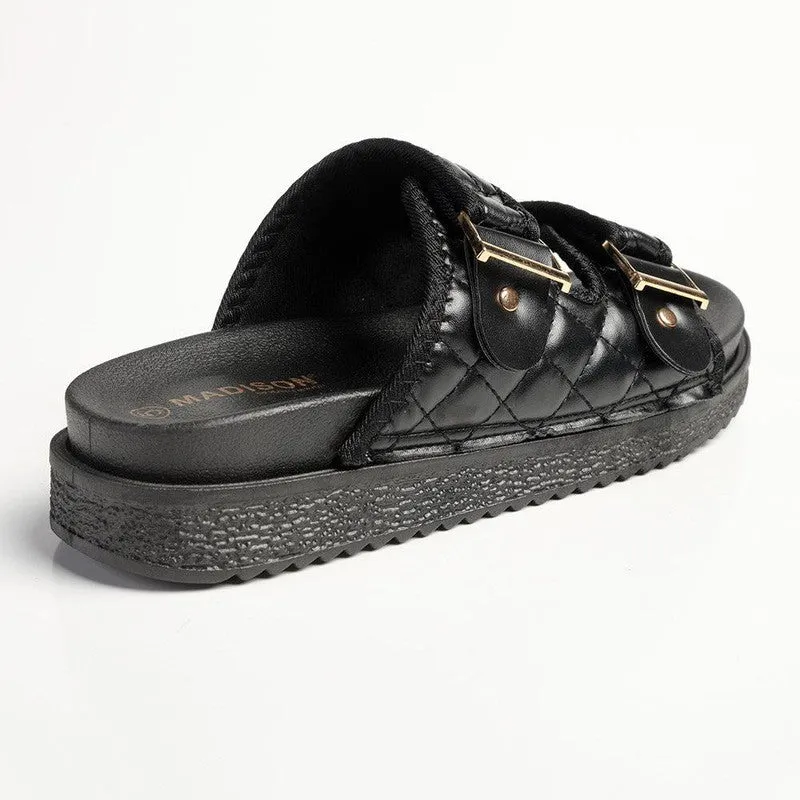 Madison Marisa Double Strap Sandals - Black