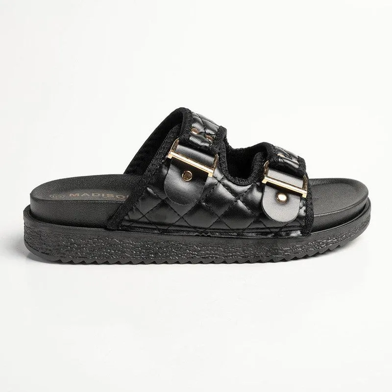 Madison Marisa Double Strap Sandals - Black