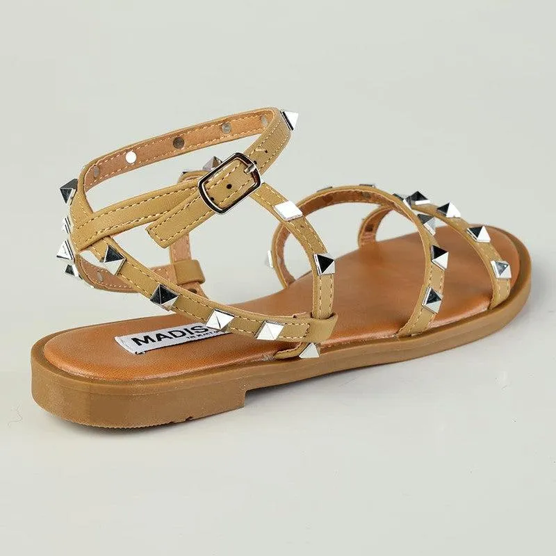 Madison Mariska Pyramid Studded Strappy Sandal - Camel