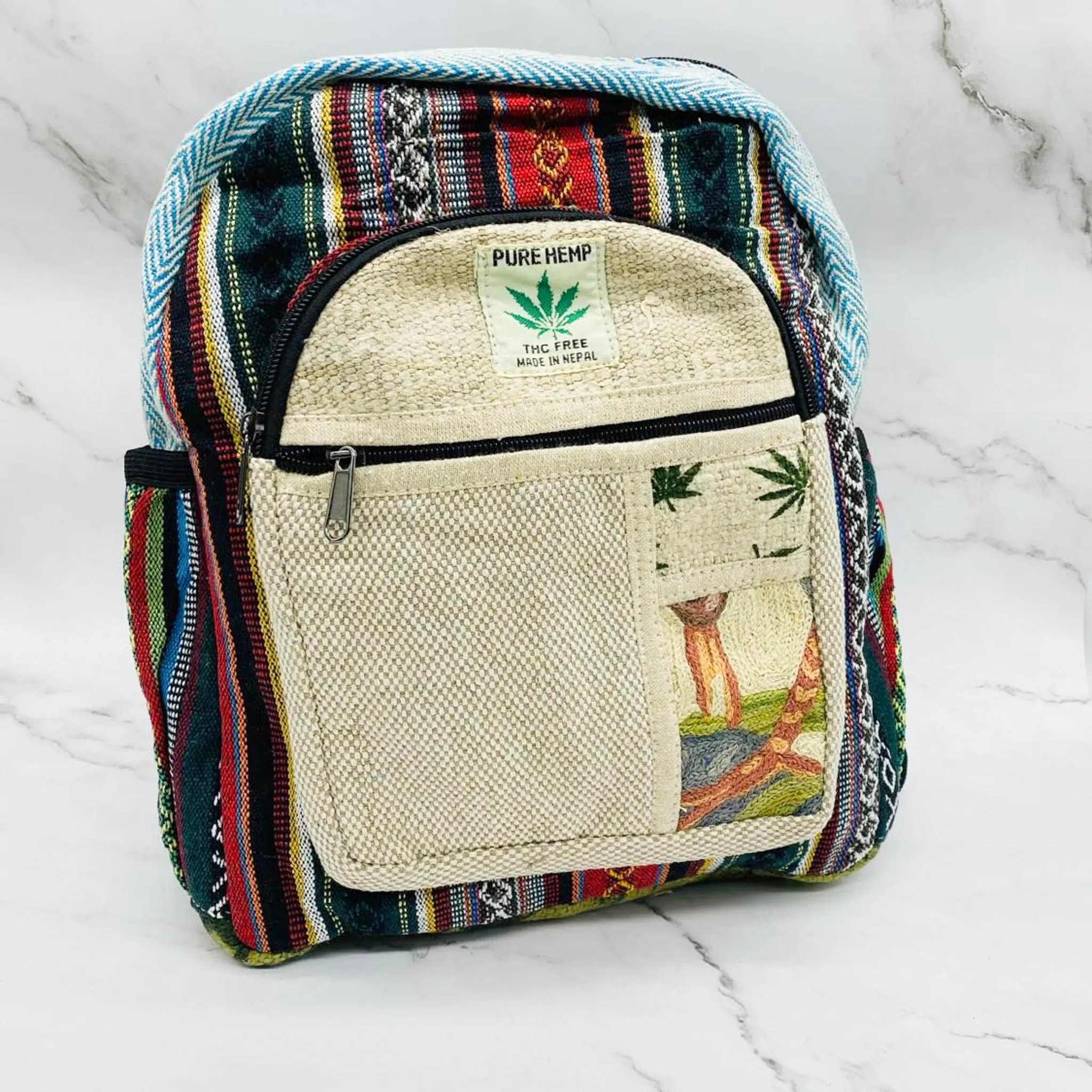 Medium Hemp Back Pack, Unisex Vegan Bags, Ecofriendly Back Pack, Festival Bags