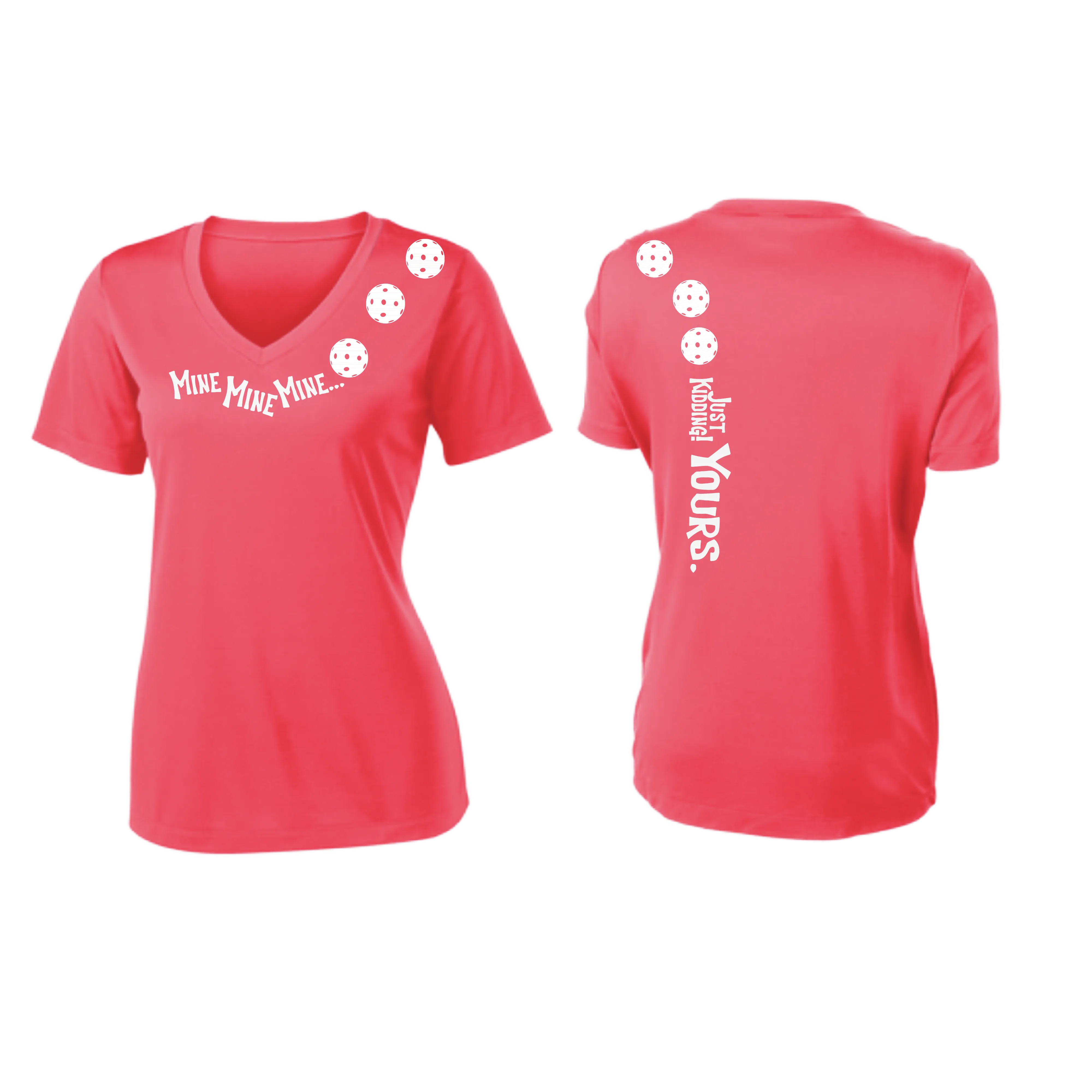 Mine JK Yours (Pickleball Colors Patriotic Stars White or Purple) | Women's Short Sleeve V-Neck Pickleball Shirts | 100% Polyester