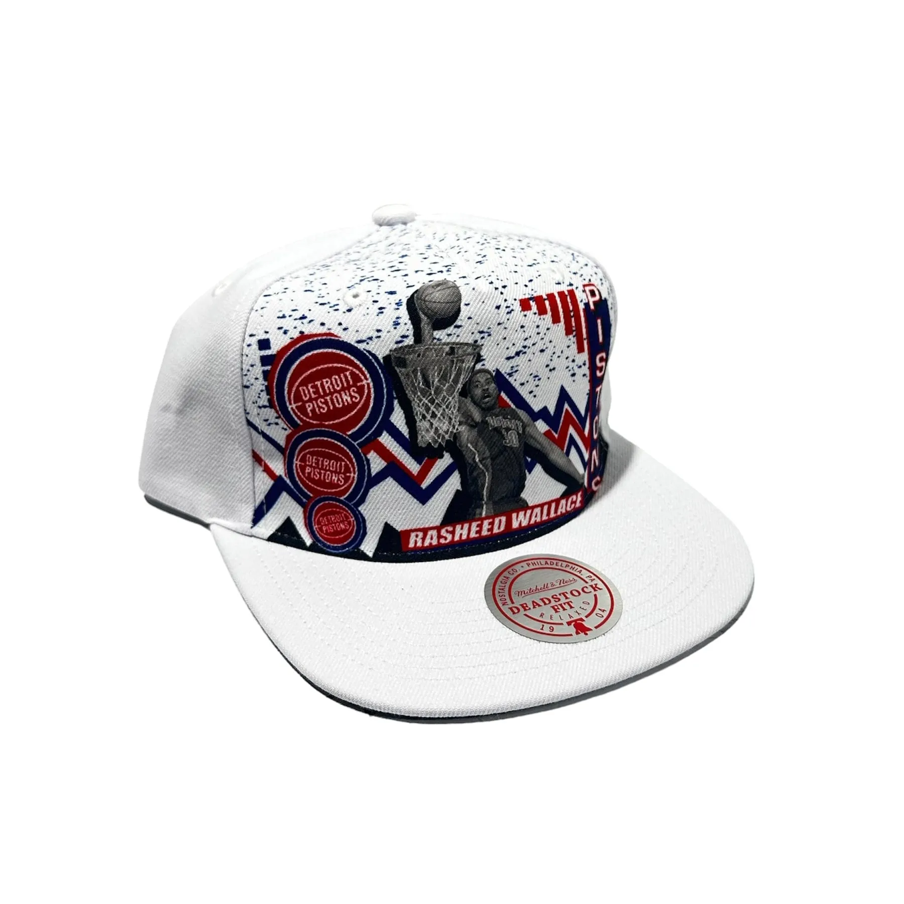 Mitchell & Ness 90's Play A Deadstock Pistons Rasheed Wallace Snapback (White)