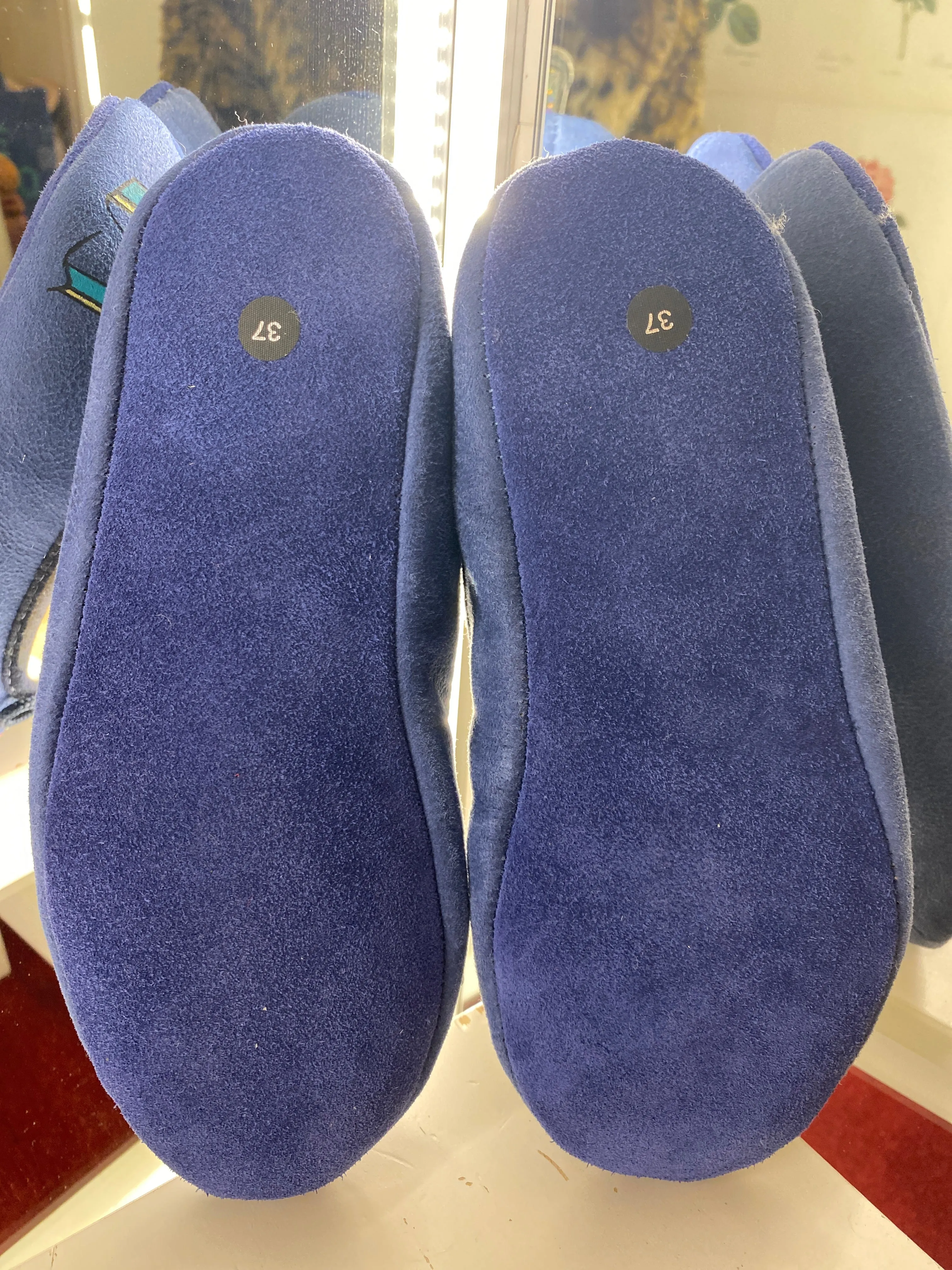 Monogrammed Suede Slippers - Navy